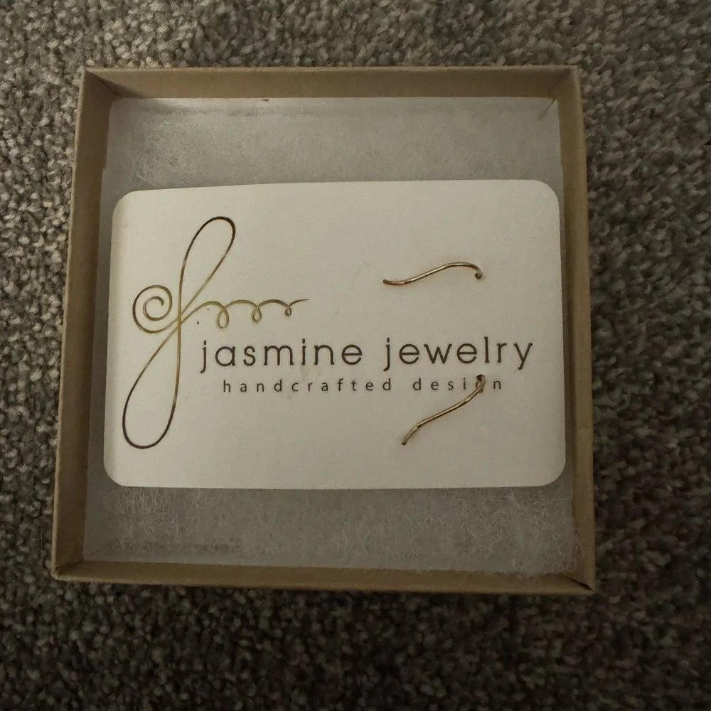 New Gold Hoop Earrings with Green Accents and Clear Rhinestone